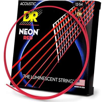 DR Strings HI-DEF NEON™ - RED Colored Acoustic Guitar Strings: Light 12-54 image 2