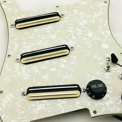 White Pearl Strat Style Guitar Multi Function Loaded Prewired Pickguard, Dual Rail Pickups image 4