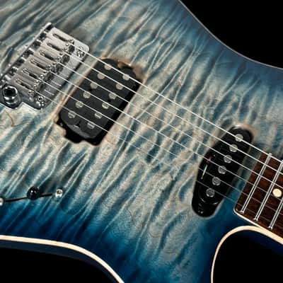2015 Tom Anderson Drop Top Personalized Flame Top ~ Natural Arctic Blue Burst with Binding image 5