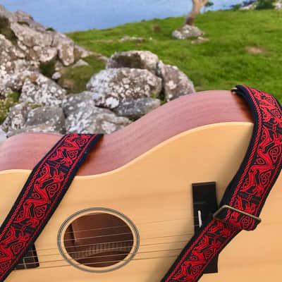 Vtar Red Celtic Beast Guitar Strap Handmade with Vegan Leather image 4