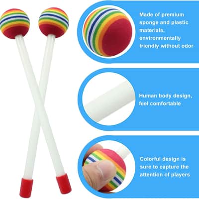 6 Pieces Lollipop Felt Drum Stick, 8.3 inch Timpani Mallets, Soft Foam Head Percussion Sticks, Rainbow Plastic Drumsticks Hand Percussion Toy for Adults Musical Instrument Accessories image 5