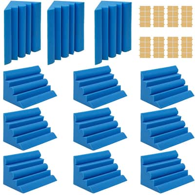 12 Pack Set 7" X 7" X 12" Acoustic Foam Bass Traps Corner Studio Foam with Adhesive Tape Blue image 1