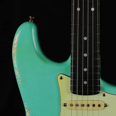 Riccardi Relics USA Strat, Fralin Blues Special pickups, MJT Seafoam Green Alder body, Nitro Roasted Maple neck with painted headstock, Hardcase image 11