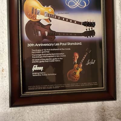 1982 Gibson Guitars Color Promotional Ad Framed 30th Anniversary Les Paul Goldtop Original