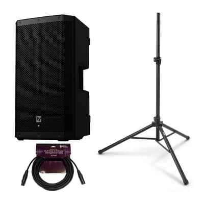 Electro-Voice ZLX-12P-G2 12-Inch 2-Way Powered Loudspeaker with Bluetooth Bundle with All-Aluminum Speaker Stand Pack and XLR Male to Female Microphone Cable image 1