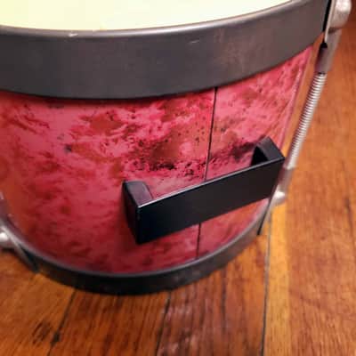 Pair of 1960s Noble & Cooley Tin Toy Tom + Floor Tom Drum - Red Steel w/Legs image 22