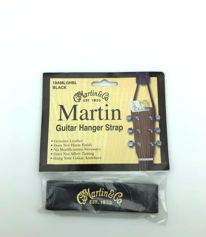 NOS Martin Leather Guitar Hanger Strap 18AMLGHBL - Black image 1
