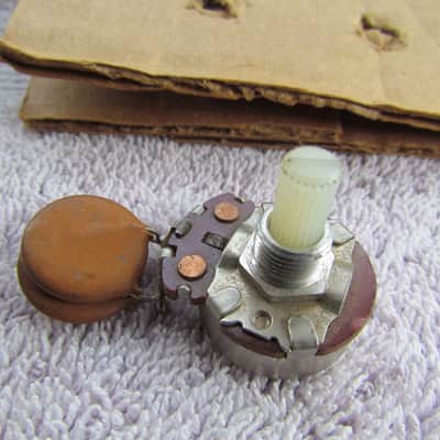1967 CTS Potentiometer With Disk Capacitors Vintage Solid Plastic Shaft Potentiometer Genuine Vintage Potentiometer image 1