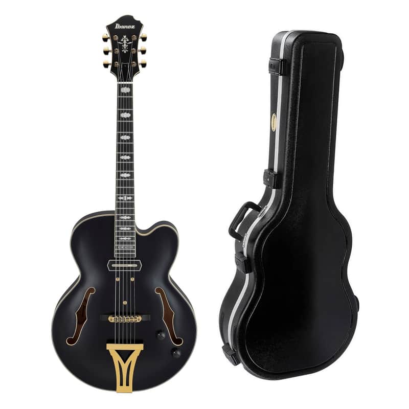 Ibanez PM3C Pat Metheny Signature Hollowbody Electric Guitar Black Low Gloss + Hardshell Case B-Stock image 1