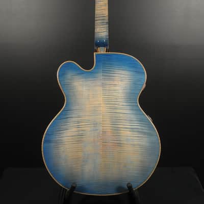 2015 Mirabella Oval Hole Archtop Blue Sunburst with Side Trapdoors image 4