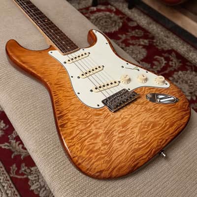 Fender American Select Stratocaster Exotic Quilt Rosewood Channel Neck2014 - Iced Tea Burst image 11