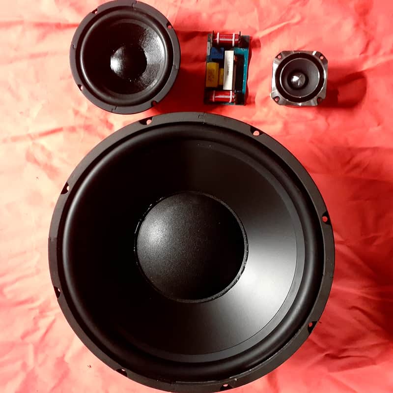 15" 3 WAY UPGRADE REPLACEMENT KIT ALUMINUM BULLET TEEETER 6.5 MIDRANGE AND 12DB CROSSOVER! MONSTER S image 1