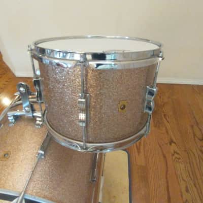 Ludwig Vintage 1966 Club Date pink champagne sparkle outfit w/ matching snare drum! image 4