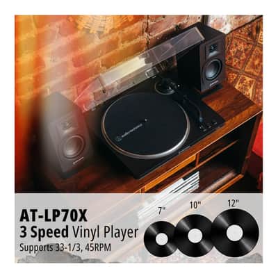 Audio-Technica AT-LP70X-BG Belt-Drive Turntable (Black/Bronze) with Amplifier image 7