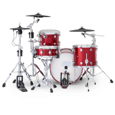FREE TOM REBATE! - DW DWe 4pc Complete Electronic/Acoustic Drum Set w/Roland Cymbals & V71 Black Cherry Metallic image 2