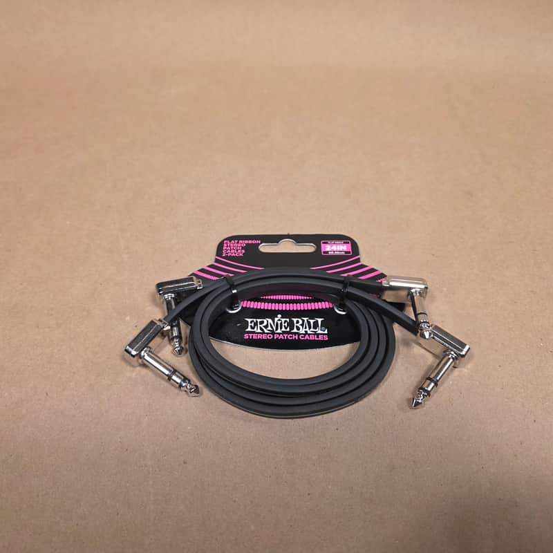 Ernie Ball Flat Ribbon Stereo Patch Cables (2-pack) (24 inch) 2020s - Black image 1