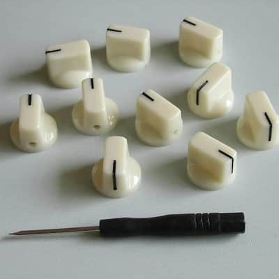 Amplifier Control Knobs Pointers Aged White Pack of 10 Piece image 1