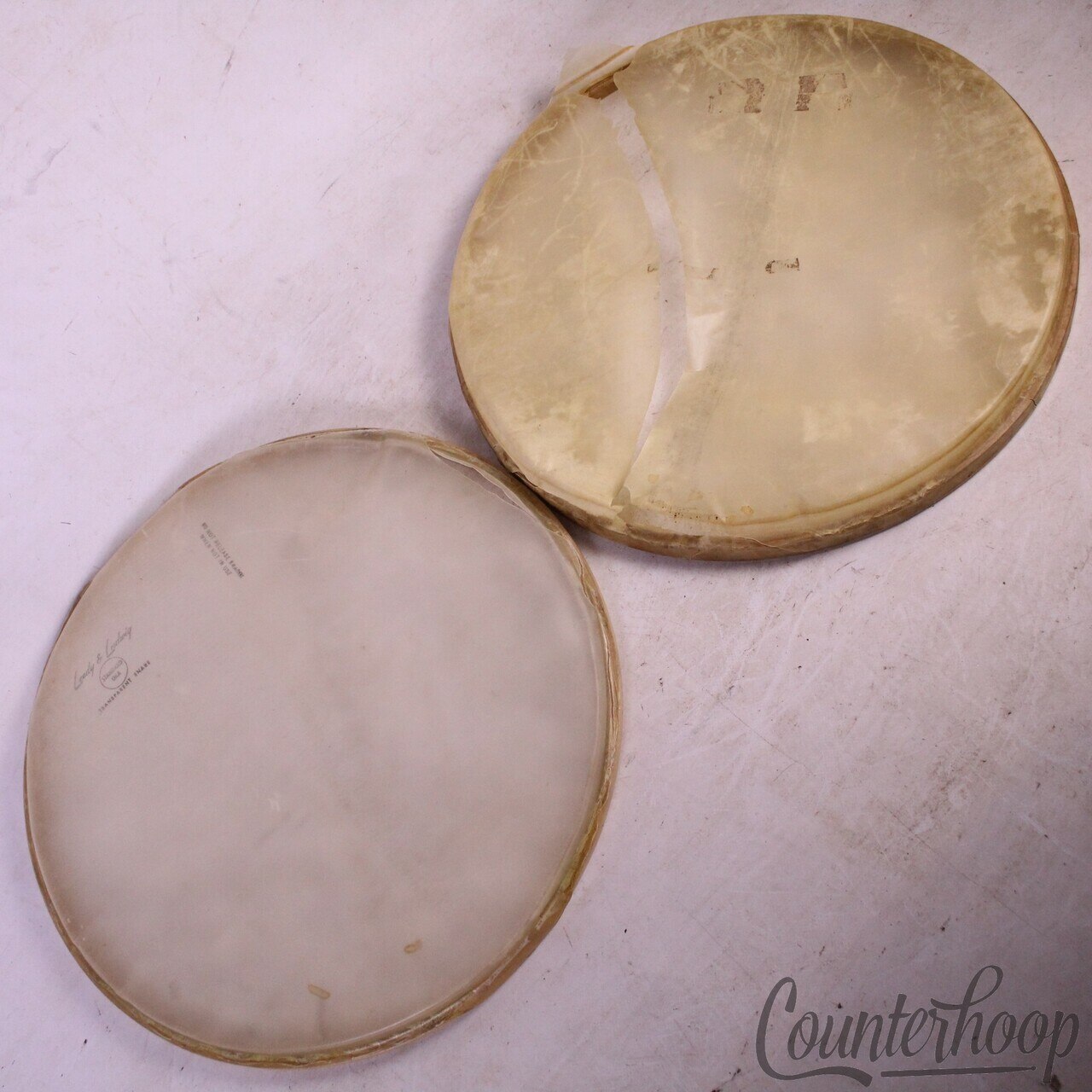 Leedy&Ludwig Standard Uka Slunk 2x 14" Resonant Snare Drum Heads Vintage 50s USA — main photograph