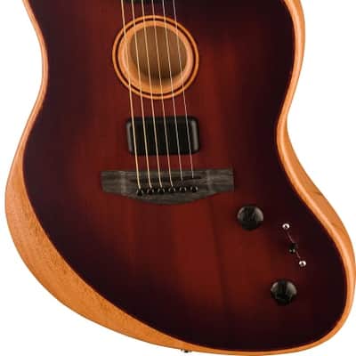 Fender American Acoustasonic Jazzmaster Acoustic Electric Guitar. All-Mahogany, Ebony Fingerboard, Bourbon Burst image 5