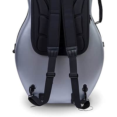 Crossrock 4/4 Full Size Cello Case Poly Carbon Composite Hardshell with Backpack & Wheel in Silver image 2