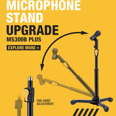 Hercules MS300BPLUS Low Profile Height Adjustable Tripod Microphone Stand image 2