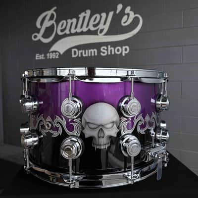 ~NEW~ DW Collector's Series SSC Pure Maple 8x14 Snare Drum in Exotic Sawblades & Skulls Graphics w/ Chrome Hardware image 6