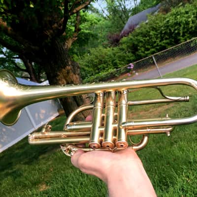 EXCELLENT SPECIAL ORDER LP CORNET F. BESSON BREVETE NEW CREATION 1923 GOLD PLATED LOVELY ENG. TO THE TOP / GREAT COMPRESSION image 15