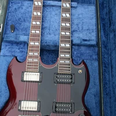 Burny  Jimmy Page Red RSG-140 Double Neck Guitar CIRCA 1992 Cherry Red image 3