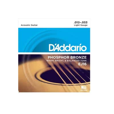 D'Addario EJ16 Phosphor Bronze Acoustic Guitar Strings, Light, 12-53 image 1
