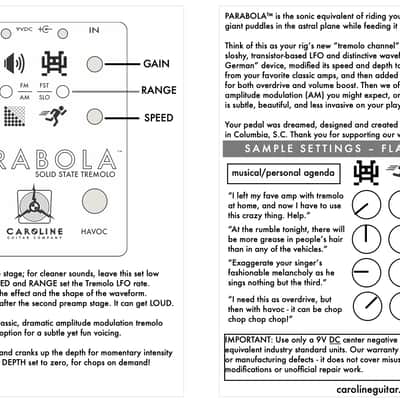 Caroline Guitar Company PARABOLA™ AM/FM Modulated Solid State Tremolo - Classic with a Twist image 8