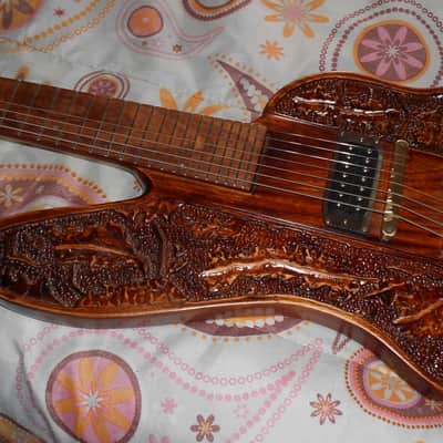 carved and hand painted , 7 strings firebird st guitar/bass ,aged  old cedar,neck thru, preorder now image 3