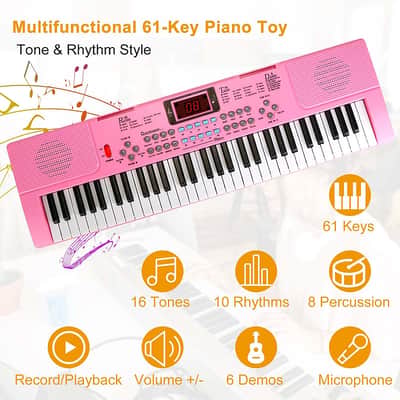 Cxxss 61 Keys Digital Music Electronic Keyboard Electric Musical Piano Instrument Kids Learning Keyboard - Pink image 14