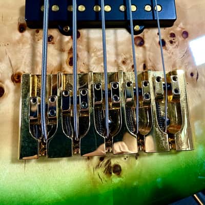 LEFTY Bass Mods Custom 5-String bass (strung righty): Poplar top, Birdseye Maple Fingerboard, image 3