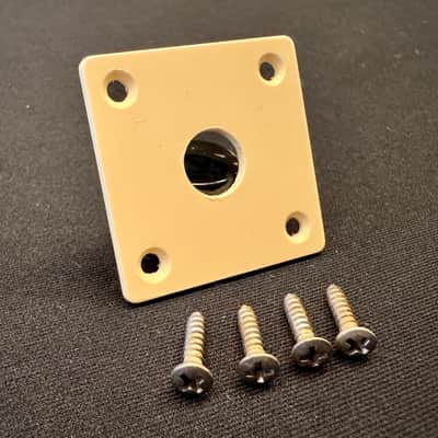 Gibson Custom Shop Reissue OEM Square Jack Plate Historic Spec Layered ABS Vintage Light Cream with Aged Screw Set image 1