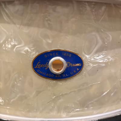 Leedy 5X14 6 Lug Snare Drum - 1965 - White Marine Pearl image 8