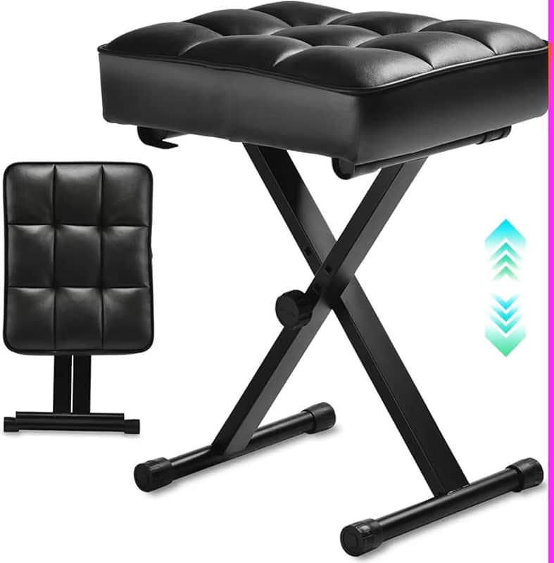 Breitenbach Tufted keyboard piano X Style Bench - Black image 1