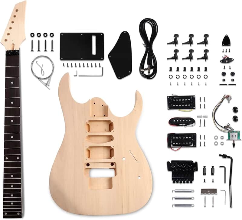 DIY Electric Guitar Kit Beginner Kit 6 String Right Handed with Basswood Body Hard Maple Neck Poplar Fingerboard Black Hardware Build Your Own Guitar. image 1