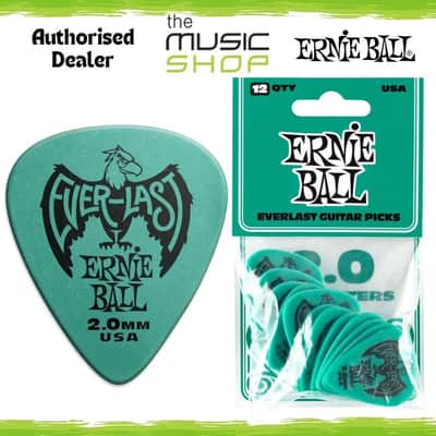 Ernie Ball Everlast 2.0mm Teal (Green) Guitar Picks, 12 Pack - 9196 image 1