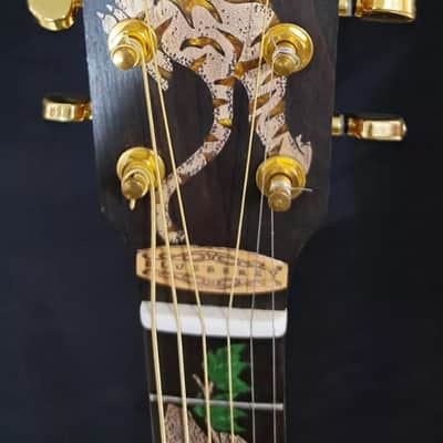 Blueberry Handmade Grand Concert Cutaway Guitar Tiger Motif image 7