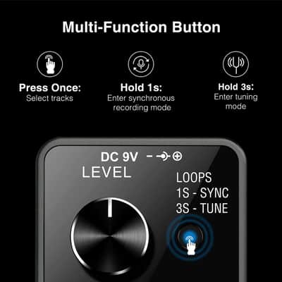 LEKATO Looper Pedal,Guitar Looper Pedal for Electric Guitar&Bass Loop Pedal with SYNC & Tuner Function Triple Effect Guitar Looper with LED Screen Unlimited Overdubs 3 Loops 18 Minutes Record Time image 3