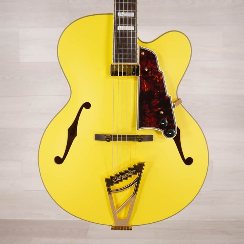 D'Angelico Deluxe EXL-1 Hollow-body Electric Guitar - Matte Yellow image 1