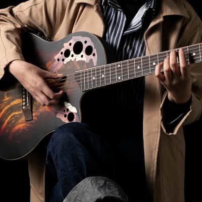 Glarry 41 inch Full-Size Cutaway Acoustic-Electric Guitar Grape Voice Hole Spruce Top Round Back 2020s - Sunset Color image 16