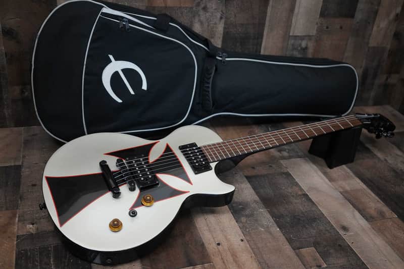 Epiphone by Gibson Les Paul LP Baritone 2004 Iron Cross Silver and Black Limited Edition 28" Scale image 1