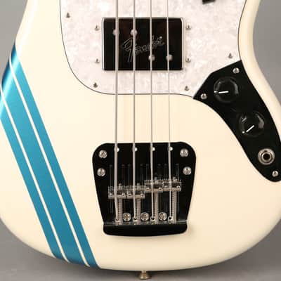 Fender Pawn Shop Mustang Bass - 2012 - White w/Competition Stripe image 4