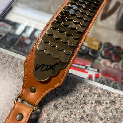 vintage 1960s Vox Python guitar strap brown with case image 1
