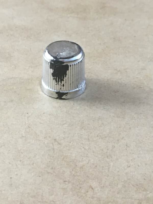 1 Single Vintage Push On Tele Strat Amp Knob Chrome Natural Heavy Relic Plastic image 1