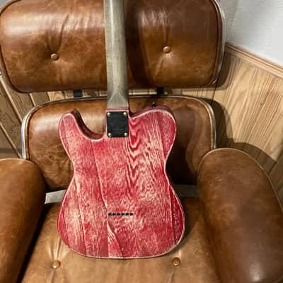 RS Guitarworks Paulowina tele custom made for matco tools. one off featherlite - see through red image 3
