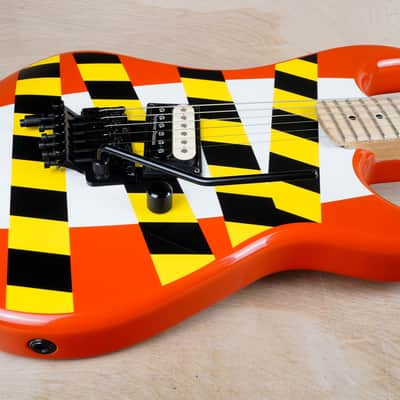 Kramer Baretta Custom Graphics "Danger Zone" EVH D-Tuna 2021 Danger Zone Warning Tape on White Red w/ Bag image 5