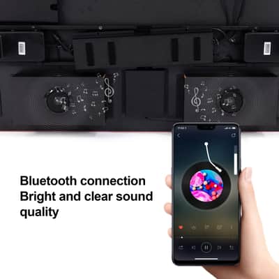 47" RGB Glass Music Studio Desk w/ Dual Motor Lift, Bluetooth Audio & LED Lighting image 7