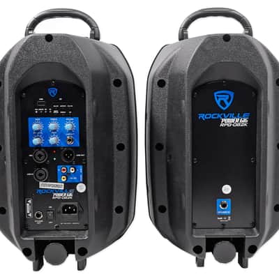 Rockville RPG082K Dual 8" Powered PA System Speakers/Bluetooth+Mic+Stands+Mixer image 4
